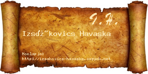 Izsákovics Havaska névjegykártya